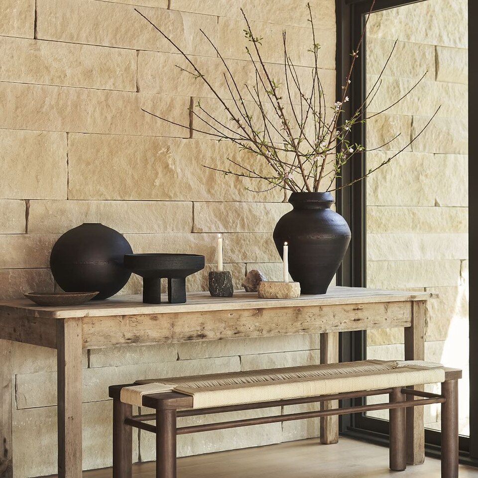 Rough Industrial Black Ceramic Centrepiece Bowl West Elm UK